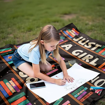Reading Lover Blanket, Just A Girl Who Loves Books Blanket, Soft Warm Cozy Fleece Throw, Gifts for Girls Women Kids, 40"x50", Black