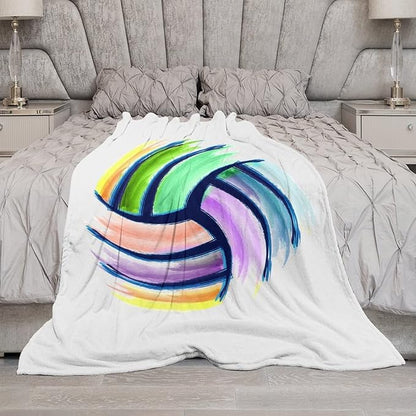 Volleyball Blanket, Volleyball Gifts for Teen Girls, Girls Sport Blankets Gift for College Team Players, White Soft Plush Kids Throw for Bed Living Room, 60"x80"
