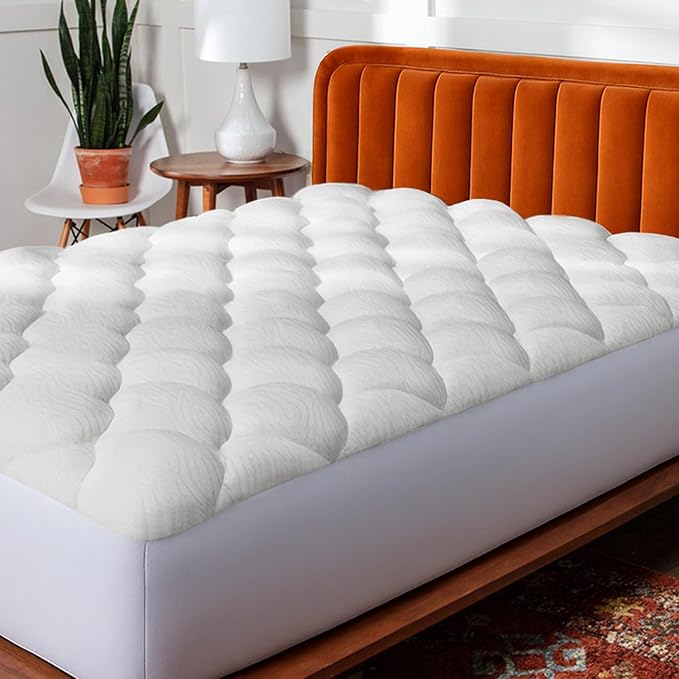 ViscoSoft Copper Pillow Top Full Mattress Pad - Soft Overstuffed Premium Cloud-Like Support - Quilted Fiberfilled Mattress Topper with Deep 18" Pocket for Secured Fit