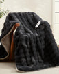 GarveeHome Heated Blanket Throw, Faux Fur Electric Throw with 4 Heat Settings, Soft Bubble Blanket with 4 Hours Auto-Off & Overheat Protection, for Gifts Home Couch or Bed, Dark Grey