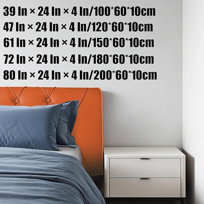 VKZ Headboard Pillow Cal King, 80" x 24" Reading Pillows and Bed Pillow for Sitting Up, Upholstered Bolster Body Pillow with Removable Head Board Cover for Bed Dorm Sofa Floor Back Support, Orange