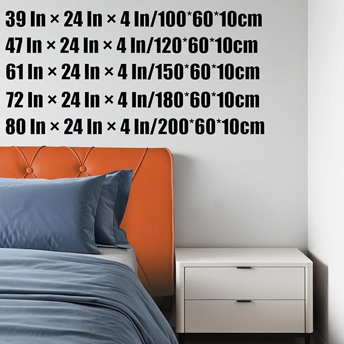 VKZ Headboard Pillow Twin, 39" x 24" Reading Pillows and Bed Pillow for Sitting Up, Upholstered Bolster Body Pillow with Removable Head Board Cover for Bed Dorm Sofa Floor Back Support, Orange