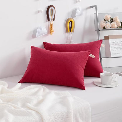 NTBAY Toddler Pillows, Down Alternative 13"x18" Pillows, Machine Washable - Soft and Breathable Travel Small Pillows for Sleeping, Ideal for Daycare, Crib, Cot, Red