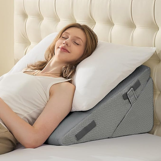 Sasttie Wedge Pillow for After Surgery, Adjustable Bed Wedge Pillow Headboard for Acid Reflux, Sleeping, Neck & Back Support, with Removable Cover, Dark Grey