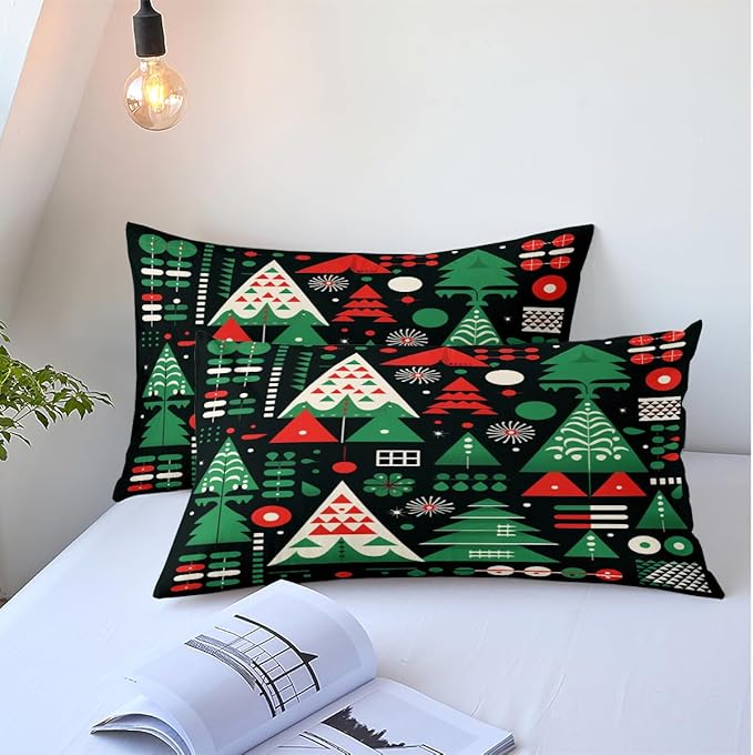 Christmas Duvet Cover Bedding Sets King Size for Kids Girls Teens, Christmas Petal Country Bedding Décor, 1 Duvet Cover and 2 Pillow Shams - 90x90 inches