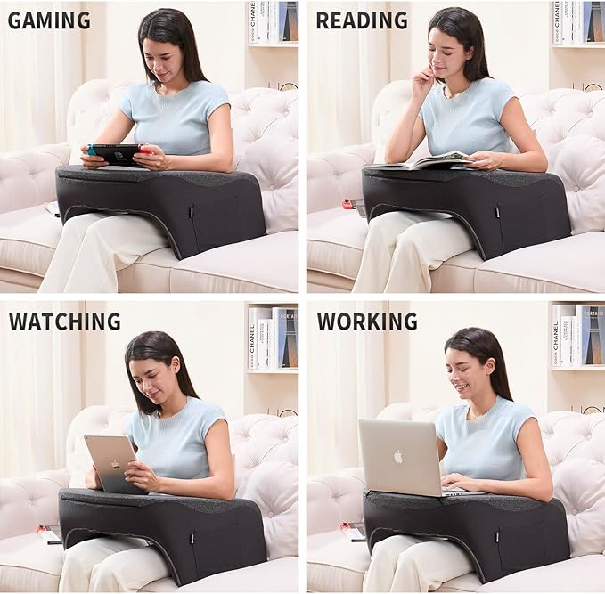 Reading Pillow, Lap Desk, Laptop Pillow for Lap, Large Gaming Pillow for Reading, Working, Gaming or Sitting in Bed Floor Couch(Dark Grey)