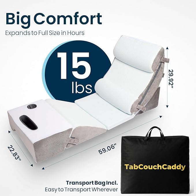 8-Piece Orthopedic Wedge Pillow Set for Sleeping, Post-Surgery Recovery, Back & Leg Pain Relief, Acid Reflux & GERD Support with Tablet & Cup Holder (Furry)