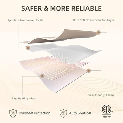 Bwarm Electric Heated Mattress Pad Queen Size, 60" x 80", Bed Warmer, 9 Heat Settings, 1-12 Hours Auto Off, Deep Pocket, Fast Heating, Machine Washable, Soft and Cozy