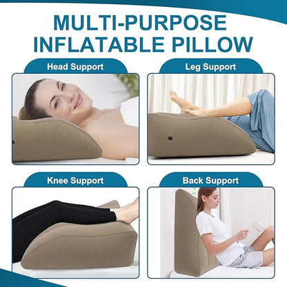 Inflatable Leg Elevation Pillow, Wedge Pillow for Sleeping, Portable Wedge Pillow, Improve Circulataion and Reduce Swelling, for Sleeping, Recovery, Pregnant (Camel)