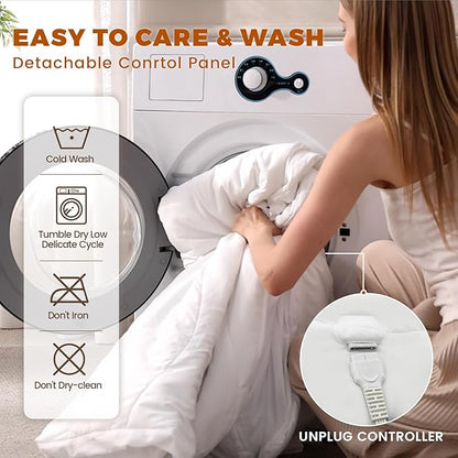 Heated Mattress Pad Twin, Quilted Electric Mattress Pad Bed Warmer with Single Controller, 6 Heat Settings 10-Hour Auto Off, 17 Inch Deep Pocket, Machine Washable, White