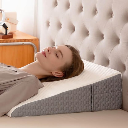 7.5" Bed Wedge Pillow for Sleeping Post-Surgery & Headboard Support - Acid Reflux, GERD, Heartburn & Snoring Relief - Memory Foam Back Support Pillow for Sitting, Resting, Reading