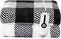 Electric Heated Blanket Throw Size - 50"x60", Soft Flannel Heating Blanket, 4 Heating Levels, 3 H Auto Shut Off, Breathable Warm and Washable for Sofa, Black - White Plaid
