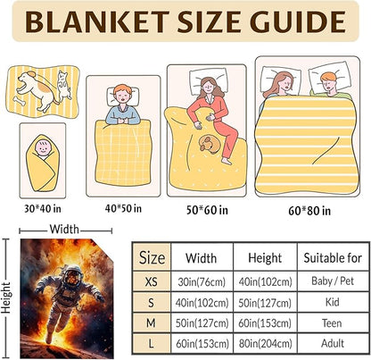 Kids Blankets Astronaut Blanket for Kids Gifts for Astronaut Lovers, Cool Warm 40 x 30 Inches Flannel Throw for Sofa Bed Living Room Home Decor