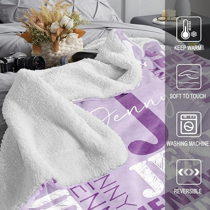 Personalized Blankets for Teen Boys Girls - Printed in USA Custom Blanket with Kid Names Reversible Plush Ultra-Soft Sherpa Fleece Monogrammed Baby Throw Blankets Customized Birthday Gifts for Adults