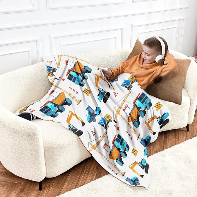 Construction Truck Blankets for Boys and Girls Cute Truck Blanket for Sofa Couch Bed Truck Blanket for Children Kids Boys Teens for Birthday Choice.