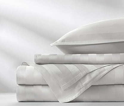 Pure Bamboo Full Sheets, Genuine 100% Organic Viscose Derived from Bamboo Bed Sheet Set, Luxuriously Soft & Cooling, Double Stitching, 2 Year Quality Promise (Full, Jacquard White)