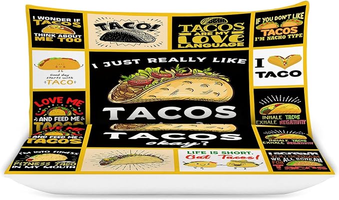Taco Bedding Set Taco Food Theme Comforter Set for Kids Teens Adults Women Men Taco Duvet Cover Bedroom Decor Soft King Size Quilt Cover with 2 Pillowcases