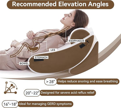 Wedge Pillow Set for After Surgery, 4 PCS Bed Wedge Pillow for Sleeping, Memory Foam Orthopedic Back Pillow for Pain Relief and Acid Reflux, Adjustable Post Surgery Pillow Brown