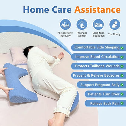 Bed Sore Turning Wedge Pillow for Side Sleeping, Positioning Medical Wedges, Pillows for Bedsore, Pressure Ulcer Cushion, Adult Incline Foam Wedge, Pillow for Bedridden Patients Back Pain Relief