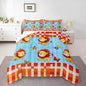Cartoon Lion Comforter Set Full Size Cute Butterfly Bedding Set Bedroom Decor Tropical Jungle Animal Quilt Set for Kids Boys Girls Watercolor Geometric Grid Duvet Insert 3Pcs