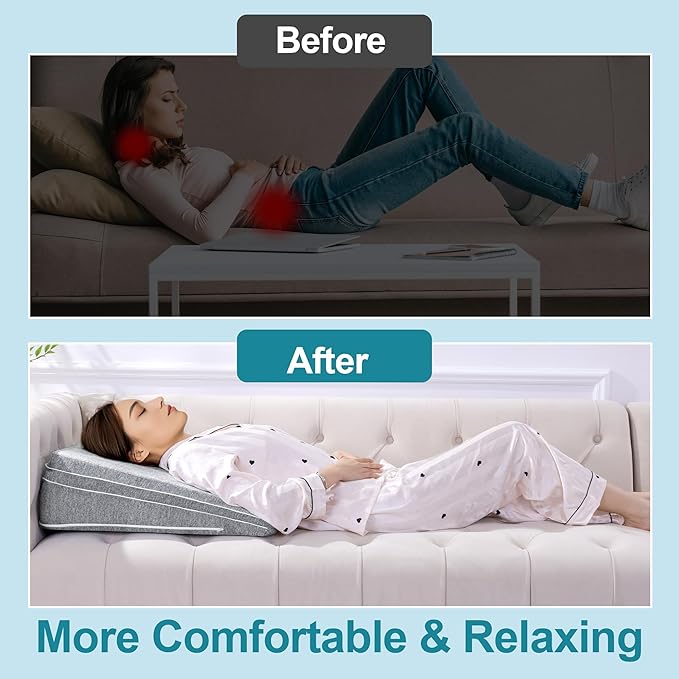 ROYALAY Adjustable Bed Wedge Pillow for Sleeping, Triangle Incline Wedge Pillow for Back Reduce Pressure, Memory Foam Pillow for Post Surgery, Back Support, Leg Elevation, Gerd Acid Reflux, Snoring