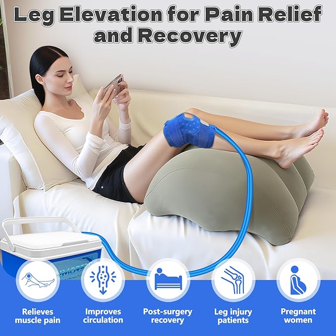 Inflatable Leg Elevation Pillow After Surgery, Wedge Leg Elevating Pillows for Injury Recovery, Blood Circulation, Swelling, Legs Support Cushion Knee Hip Ankles Pain