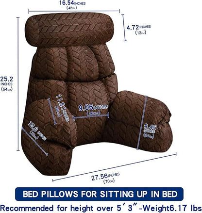 FXXUDVNIIN Back Pillow for Bed Sitting up – with 9.4" Armrests Bed Pillow for Sitting up,Inch Arms for Support, Ideal for Reading, Watching TV, Gaming, and Relaxing