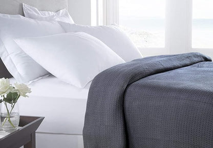 HILLFAIR 100% Combed Cotton Blanket– California King Size Bed Blanket – Warm Soft All Season Breathable Blankets – 102 x 108 inch Extra Large Oversized California King Cotton Blankets for Bed- Grey