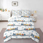 Erosebridal Car Bedding Sets for Boys Cute Train Comforter Set Rainbow Trucks Bedding Comforter Sets Colorful Steam Engine Duvet Set Black Railway Roads Quilt Set Cartoon Style Kids Bedroom Decor