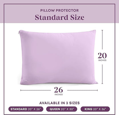 CirclesHome Pillow Protectors 2 Pack Standard Zippered - 100% Cotton Breathable Pillowcases - Protects Pillows from Dirt, Dust and Debris (Standard - Set of 2 - 20x26)