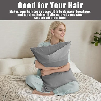 TELUS Pillow Cases Queen Size 2 Pack, Bamboo Rayon & Lyocell Pillowcase with Envelope Closure, Cooling Breathable Pillow Cover for Hot Sleeper & Night Sweats, 20x30 inch, Deep Grey