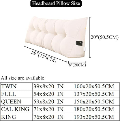 SAMTY Triangular Wedge Pillow headboard Queen Size for Couch Large headboard Pillow with Removable Cover Back Rest Pillows for Sitting up in Bed