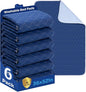 Hide Stains Bed Pads Washable Waterproof for Incontinence, 4-Layer Absorbency Pee Pads, Washable Underpad, Bed Wetting Pad for Elderly, Adults, Pets, 36"x52"-6 Pack, Navy Blue