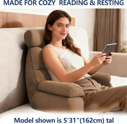 FXXUDVNIIN Back Pillow for Bed Sitting Up: Reading Pillow with 9.4" Height Armrest-Bed Pillow for Sitting up & TV Pillows for, Play Games, Working & Relaxing, Comfort Support for TV/Reading