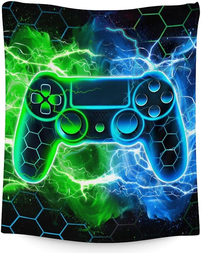 Gamer Throw Blanket - 60" x 80" Boys Gifts for Adults, Men - Soft Flannel Gamer Room Decor Throws Blankets