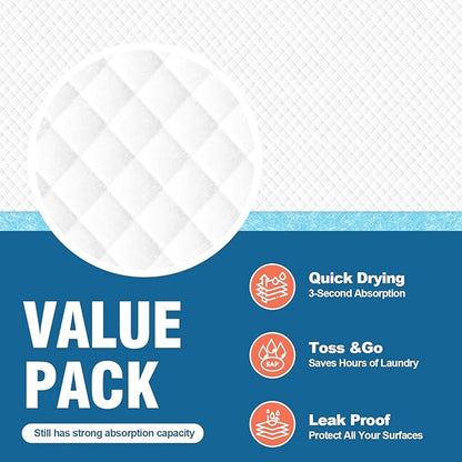100 Count Disposable Bed Pads 30''X36'' MILDPLUS Super Absorbent Underpads, Disposable Extra Large Chucks Pads, Incontinence Pads for Adults, Children's Bedwetting Pads, Puppy Pads