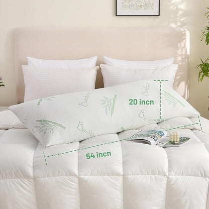 Body Pillow for Adults, Memory Foam Long Pillow for Side Sleeper, Fluffy and Firm Full Body Pillow with Removable Pillowcase,Adjustable Filling,20×54 Inch,Green