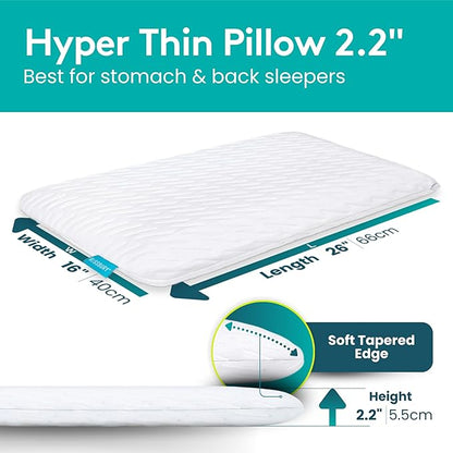 BLISSBURY Thin Pillow for Stomach Sleeper – 2.2" Ultra Flat Memory Foam | Super Thin Low Loft Support for Belly Sleepers | Best Pillow for Neck Alignment and Front-Sleeping Comfort