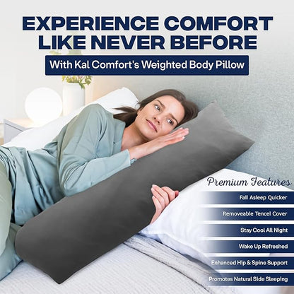 KALTEK 6.5LB Weighted Support Pillow (40"x10") – Compact Cooling Pillow for Relaxation & Side Sleepers | Small Weighted Pillow with Washable Tencel Cover
