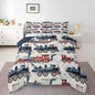 Vintage Steam Train Kids Comforter Set - Locomotive Print Retro Car Full Bedding Sets - Cartoon Railway Vehicles Bed Set Colorful Steam Engine Train Duvet Insert Gifts For Kids Boys Home Decor