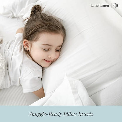Lane Linen King Size Pillows Set of 2 - Medium Soft Support Gusseted Hotel Quality Bed Pillow, Down Alternative Pillows for Side, Back and Stomach Sleepers, Cool & Breathable For Every Day Use - White