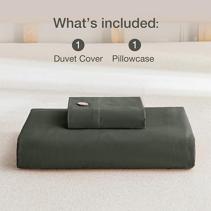 JELLYMONI Cotton Duvet Cover Twin XL Size - Gray Comforter Cover with Button 100% Washed Cotton 2PCS Breathable Soft Solid Bedding Set Duvet Cover 66×92in & 1 Pillowcase (NO Comforter)