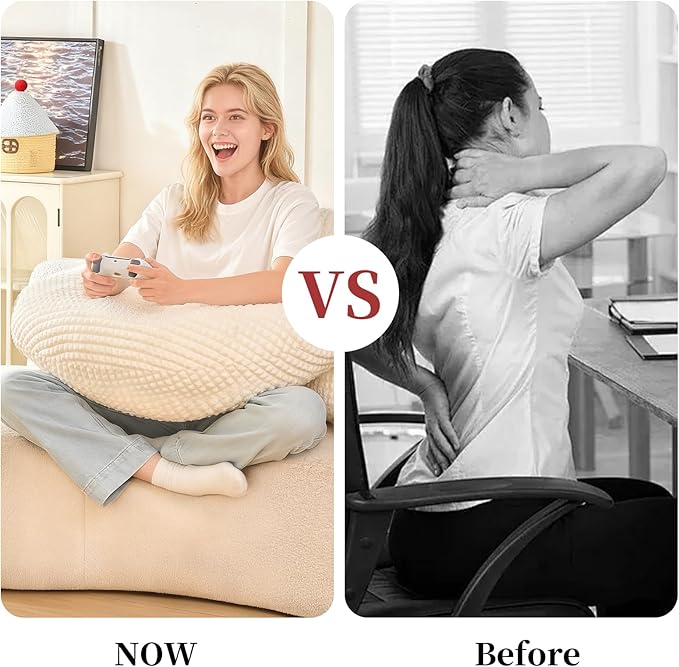 Reading Pillow for Bed,U Shaped & Back Support Pillow for Bed,19" Backrest with Lumbar & Arm Support,Comfy Flannel Fabric,Lap Pillow for Gaming/Reading/Watching TV,White