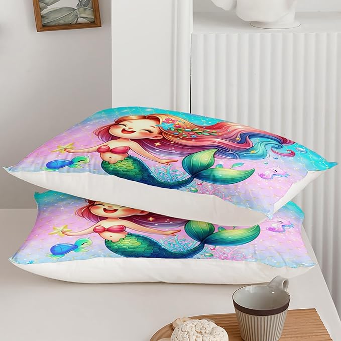 Mermaid Comforter Set for Girls Women, Mermaid Bedroom Decor for Girls Full Size, Fish Scales Bedding Set with 1 Comforter and 2 Pillowcases