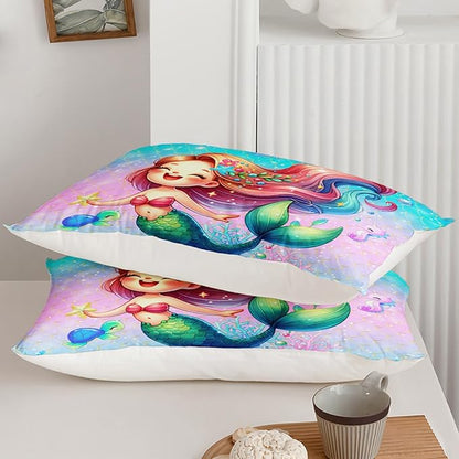 Mermaid Comforter Set for Girls Women, Mermaid Bedroom Decor for Girls Full Size, Fish Scales Bedding Set with 1 Comforter and 2 Pillowcases