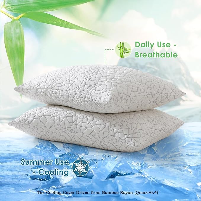 Shredded Memory Foam Full Body Pillow - Cooling Removable Bamboo Rayon Cover + Extra Gel Foam, Soft-Firm Adjustable for Adults, Oeko & CertiPUR-US Standard, 20x54 Inch, 1 Pack
