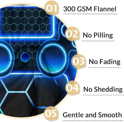 Gifts for Boys - 50" x 60" Gaming Blankets for Kids, Teens - Soft Plush Video Game Throws Stuff for Sofa, Couch