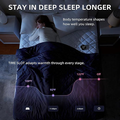 Bwarm WiFi Heated Mattress Pad Queen Size, Bed Warmer with 9 Heat Settings, 1-12 Hours Auto Off Deep Pocket, Machine Washable, Diamond Quilted White Queen 60" x 80"