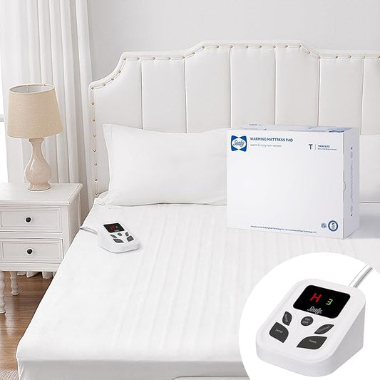 Sealy Heated Mattress Pad Twin Size with 10 Heated Settings | Electric Mattress Pad Bed Warmer 39"x75" | Auto Shut Off 1-9 Hours| Fit Up to 15 Inch Deep Pocket | Machine Washable