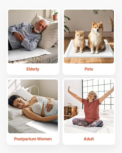 VEVOR Disposable Underpads, 30" x 36" Incontinence Bed Pads, Super Absorbent Chux Pads with 5-Layer Protection for Bed Sofa and Mattress, Protective Bedwetting Pad for Pet Adult Kid Elderly (70-Pack)